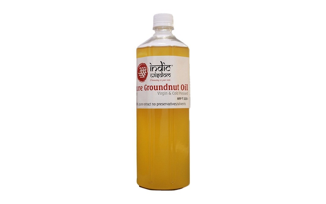 Indic Wisdom Pure Groundnut Oil Virgin & Cold Pressed   Plastic Bottle  1 litre